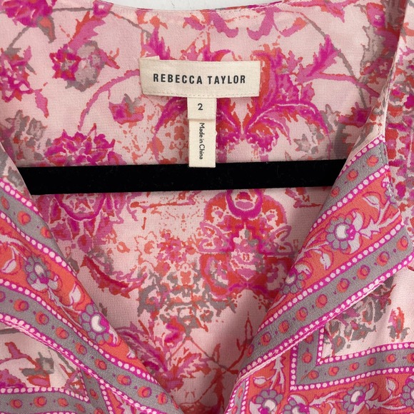 Rebecca Taylor Sleeveless 100% Silk Dreamweaver Top Powder Pink 2 - Picture 6 of 9